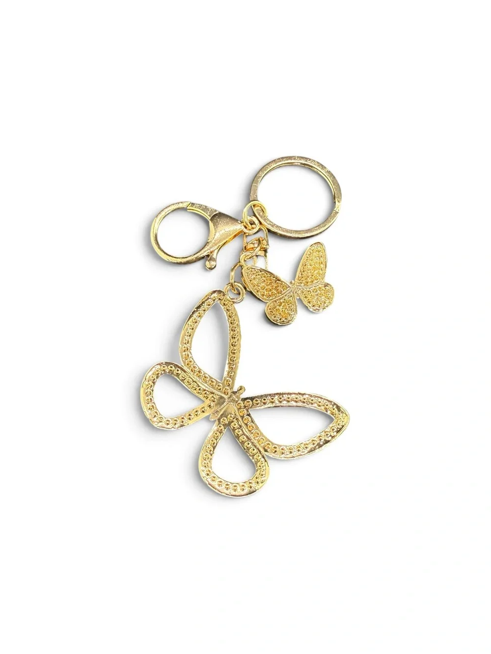 🏷️‼️5/$25🏷️‼️🦋Gold-Tone Butterfly Keychain with Pink & Turquoise Crystals/NWOT🦋